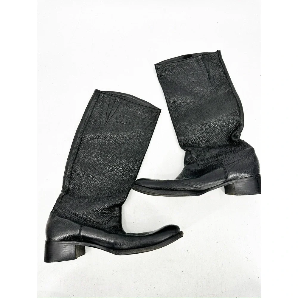 Tory Burch Keaton Black Pebbled Leather‎ Riding Boots Women Size 9.5M EXCELLENT